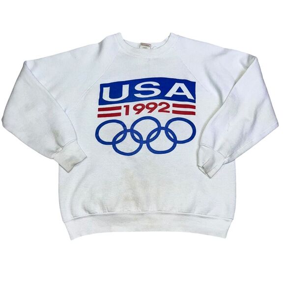 Vintage 90s USA 1992 Barcelona Olympics Crewneck Sweatshirt Size Large - Picture 1 of 8